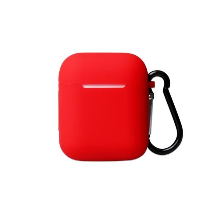 Rouge Pochette de protection sans fil en silicone compatible pour Apple Airpods avec le mousqueton Cdiscount TV Son Photo