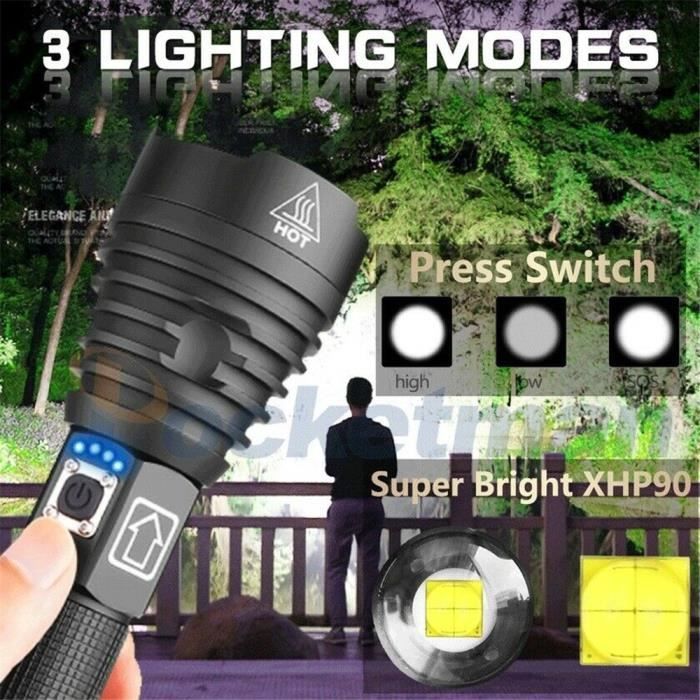 Lampe Torche Plongée Mastiff F16 étanche IPX8 80m - 500 Lumens, Batterie 5000 MAh, Recharge USB, Portée 300m