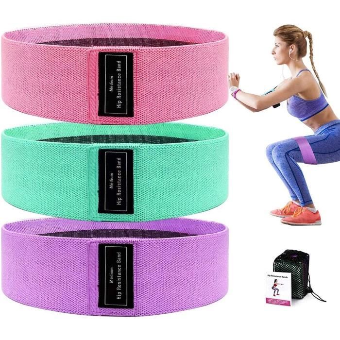 Lot De 3 Bandes élastiques Fitness - 3 Niveaux De Résistance - Pour Fessiers, Cuisses, Yoga, Pilates - Avec Sac