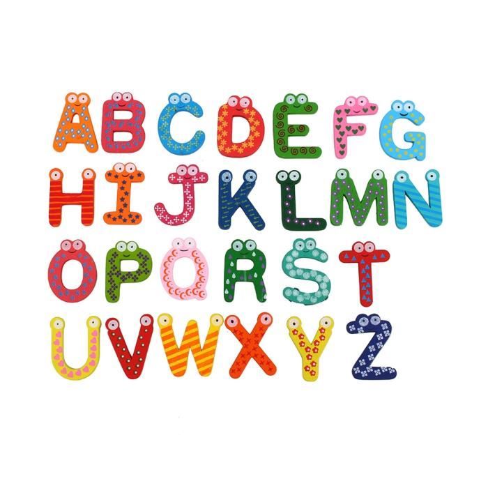 26 Aimants Alphabet En Bois – Lettres Majuscules Illustrées D’animaux Colorés, Jeu éducatif Magnétique Pour Réfrigérateur Dès 3 Ans