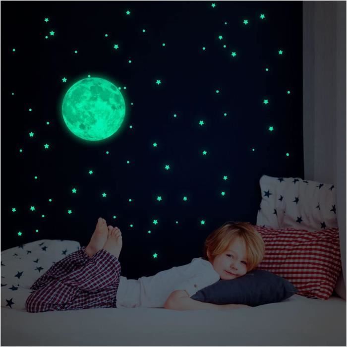 Adhésifs Phosphorescent Autocollant Lumineux, Planètes Et Lune  Fluorescente Pour Chambre D'Enfants