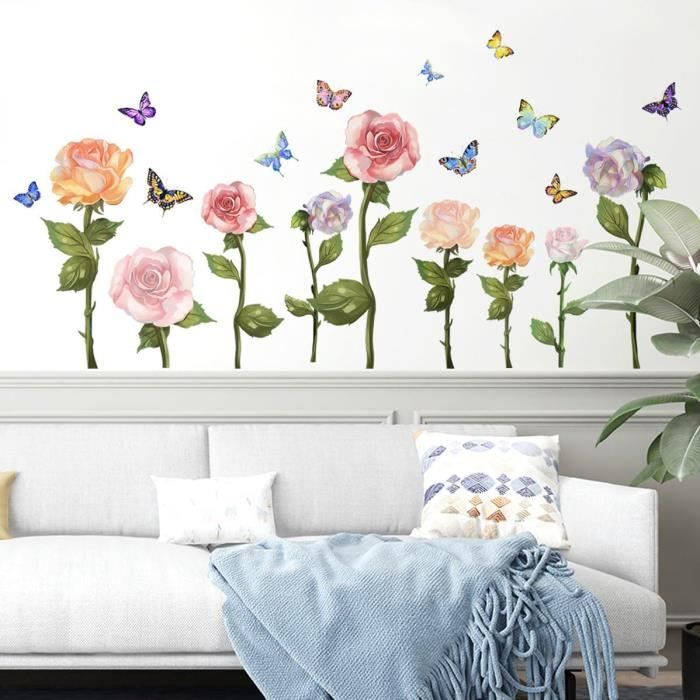 Stickers muraux déco : fleurs et papillons - Art Déco Stickers