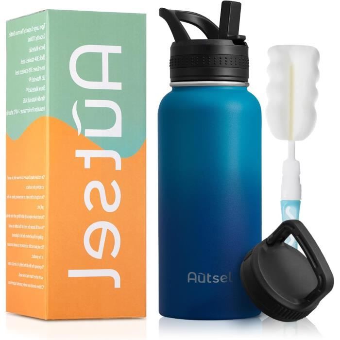 Gourde Isotherme Inox 1.7L Avec Paille - Rose Pâle - Autsel - Parfaite Sport, école