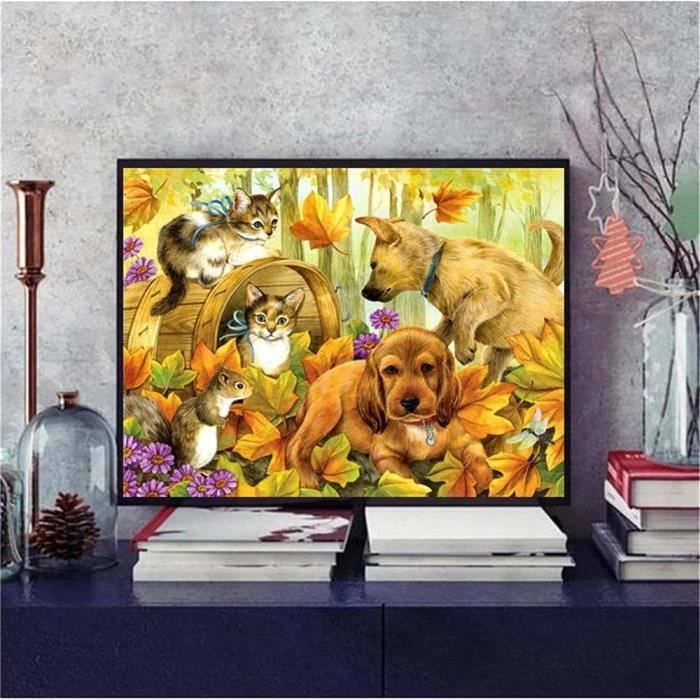 5D Diamond Painting Kits Complets,DIY Peinture Diamant Kits Animaux de la forêt Strass Diamant Broderie Point de Croix Kits Adultes Enfants pour la Décoration Murale à la Maison Round Drill25x30cm