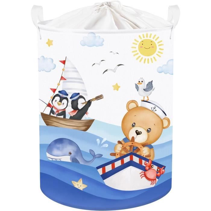 45L Corbeilles à Linge Vert Panda Bambou pour Garçon Fille Paniers à