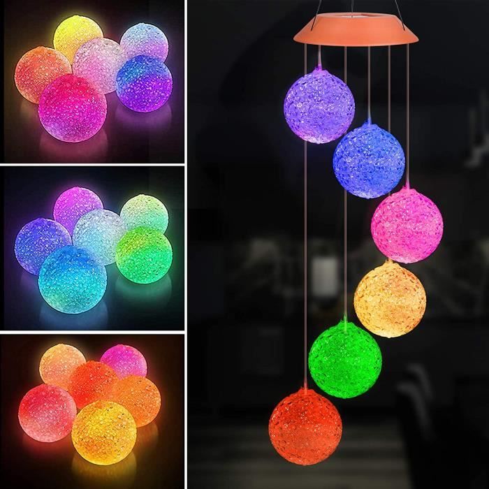 Carillon éolien Solaire En Forme De Cœur Avec Lumières LED - Décoration Extérieure Ou Intérieure Pour Jardin, Terrasse, Patio - 2