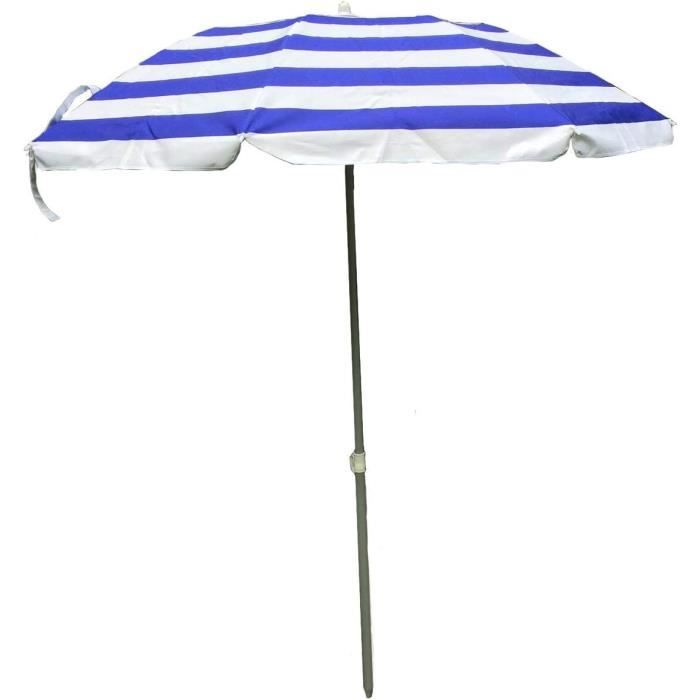 Parasol Pliable Compact décor rayé Bleu-Blanc. Diam 180 cm en Suivant ...