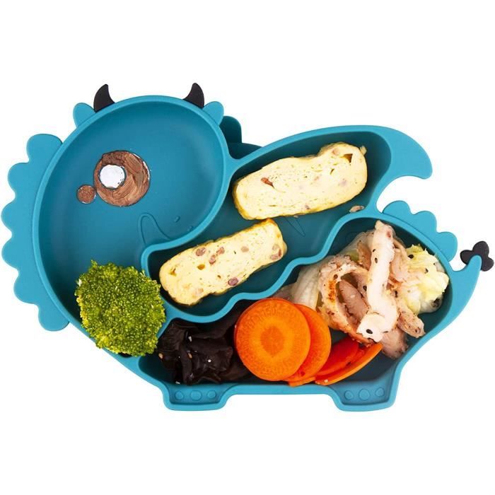 Assiette Ventouse Silicone Bébé – 3 Sections, Base Antidérapante, Sans BPA, Lavable Lave-vaisselle - 12
