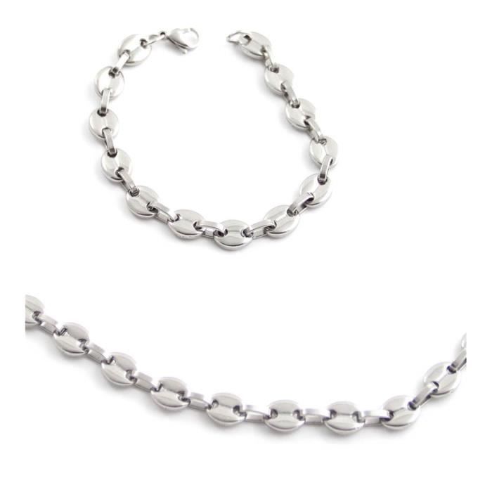 Chaîne Maille Grain De Café 55 cm Argent 925/1000 Bijoux