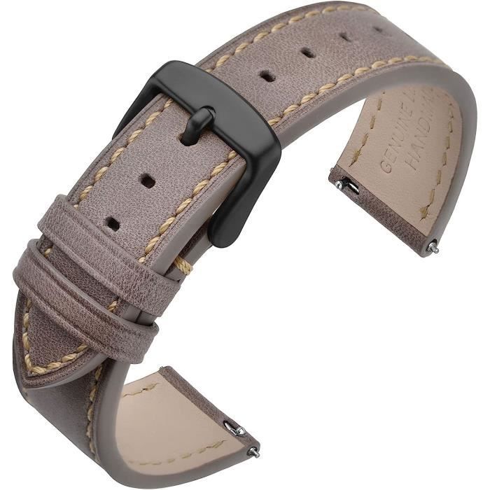 Bracelet Montre En Cuir Marron - Libération Rapide - Boucle