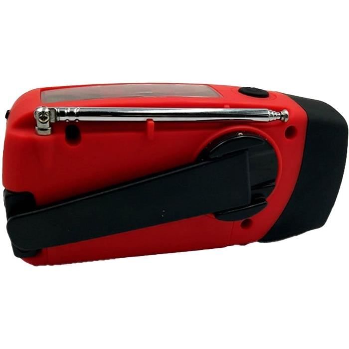 Tbest Radio à Manivelle Radio D'urgence Portable Rechargeable Multifonction à Manivelle Solaire