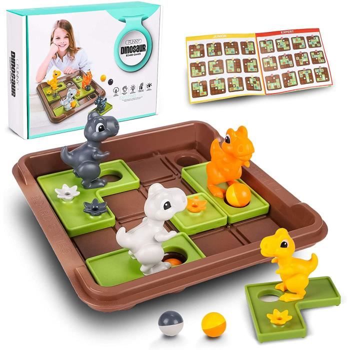 Jeu de Logique Dinosaure,Jeux de Plateau de Dinosaure Jouet avec 60 D?�fis Jeu de Puzzle Cadeau 