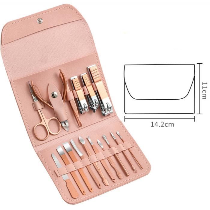 Trousse De Manucure 10 Pièces En Acier Inoxydable - Coupe-ongles Et Accessoires - 15x10 Cm