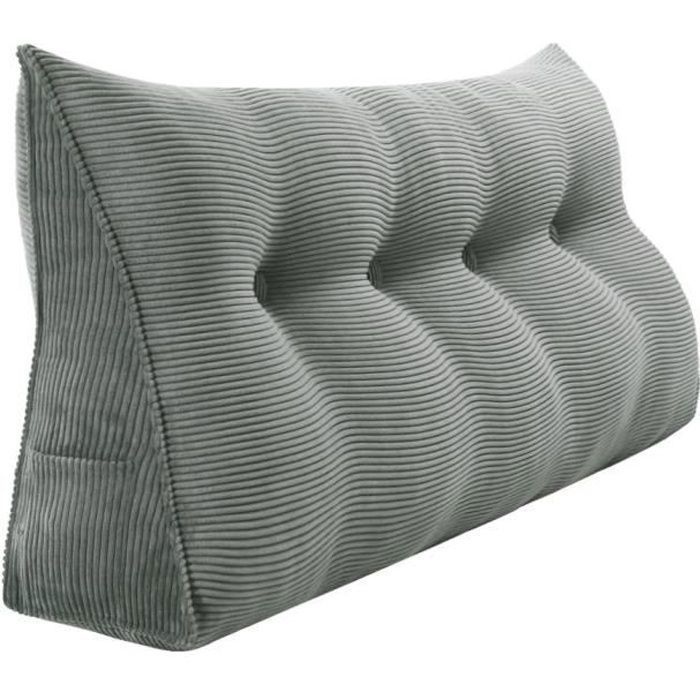 VERCART Coussin de Lecture Cale Dos Coussin à Coins Grands coussins de Lit Velours Côtelé Gris 120cm VERCART Coussin de Lecture Cale Dos Coussin à Coins Grands coussins de Lit Velours Côtelé Gris 120cm