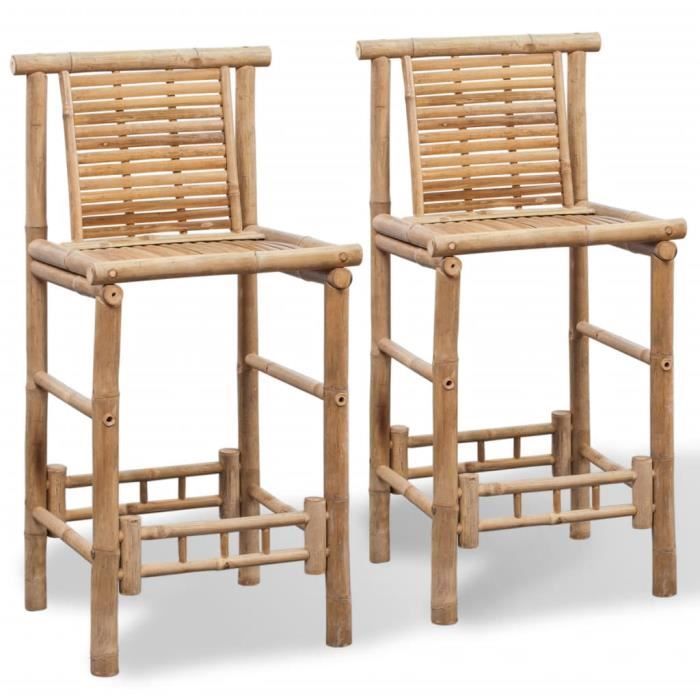 Tabourets de bar en bambou - Neuf1938 - Lot de 2 - Marron - Style campagne