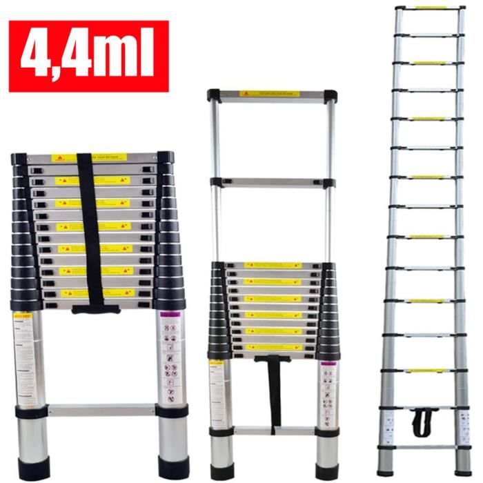 Échelle Télescopique en aluminium Pliable 4,4 m avec 15 Echelons ...