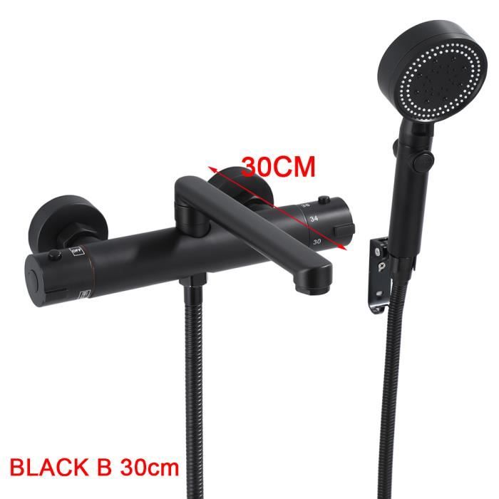 Aolemi Robinet De Baignoire Mural Noir Mat Avec Bec Cascade