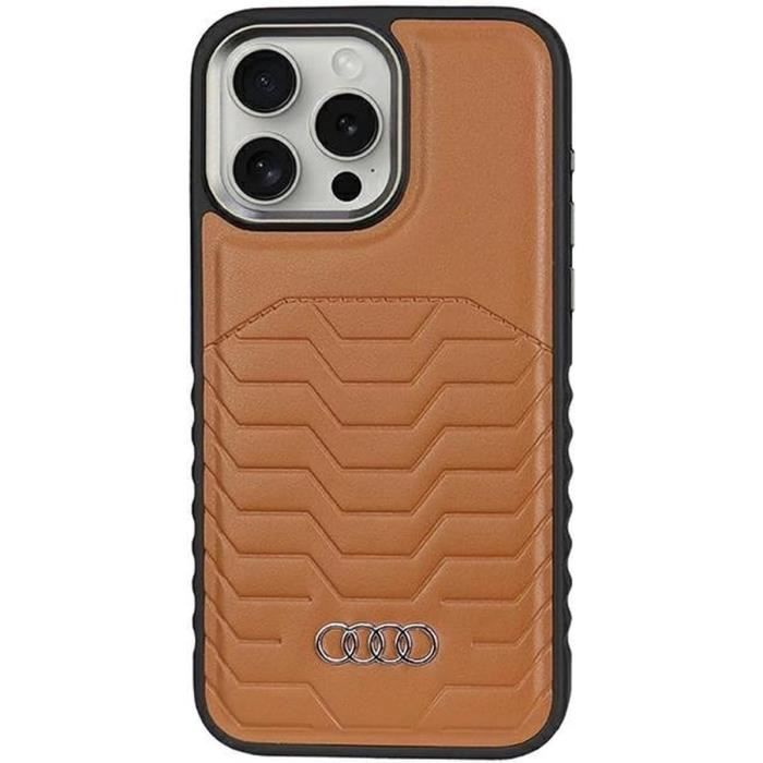 Étui Rigide - AUDI - iPhone 14 Pro Max 67 - Cuir Synthétique - Marron - Compatible iPhone 14 Pro Max