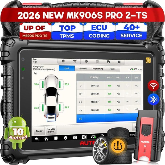 AUTEL MK906Pro2-TS MaxiCOM Valise de Diagnostic Auto avec Codage ECU Fonctions TPMS Complètes 36+ Services Tous les Systèmes