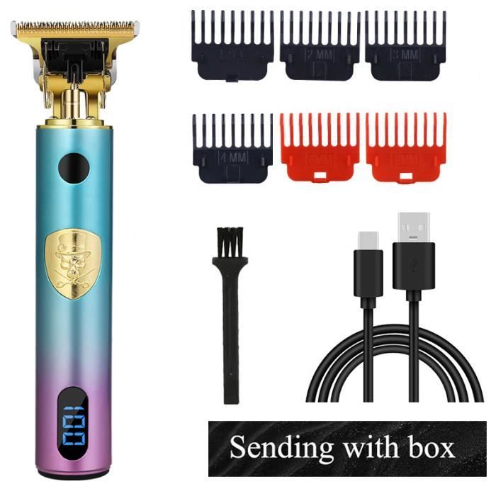 Tondeuse Cheveux Homme Sans Fil T9 Pro - Pour Barbe, Corps, Nez - Rechargeable USB - Vintage Design - Neuf