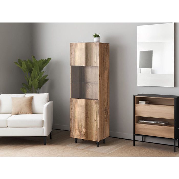 Come - vitrine - effet bois - 1 porte - 60x182 cm - Bois