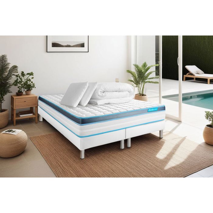 Pack PERFORM 180x200 Mousse à mémoire de forme ProfiZone 5 zones Ultra épaisseur + Couette + 2 oreillers