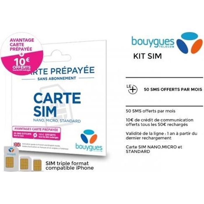 Carte sim prépayé Bouygues - Cdiscount