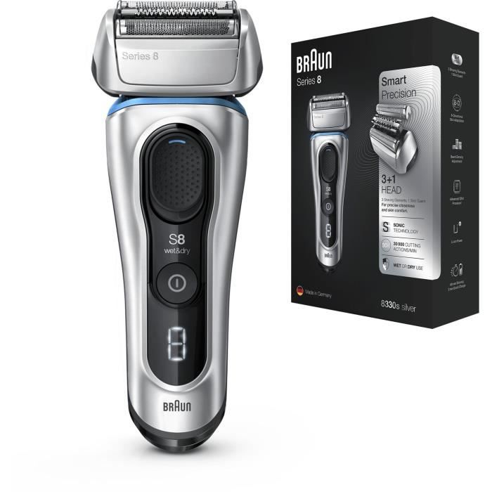 BRAUN Rasoir Électrique Series 8 8330s - Barbe Homme - Argent - Cdiscount  Electromenager