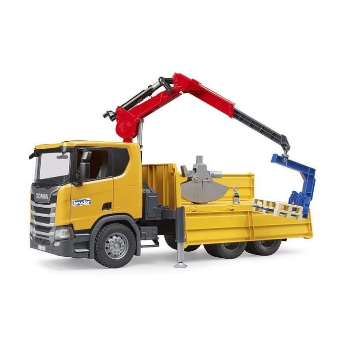 BRUDER 03551 SCANIA SUPER 560R CAMION DE CHANTIER AVEC GRUE ET 2 PALET