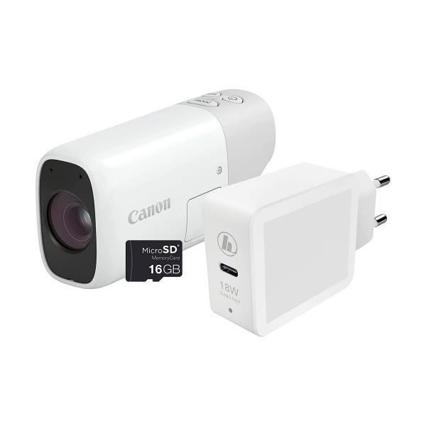 Canon PowerShot ZOOM Essential Kit Kit d'appareil photo compact téléobjectif monoculaire en blanc, vidéo Full HD, 10 ips, zoom 3