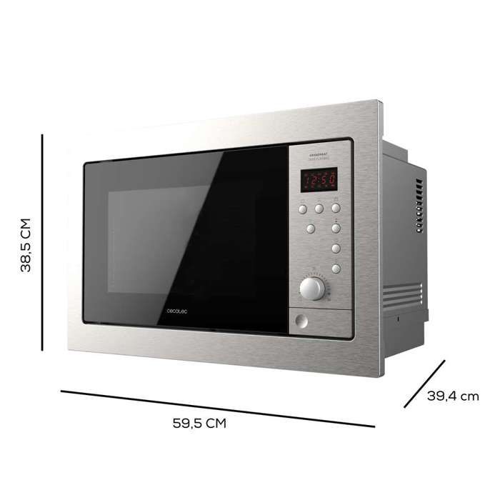 Cecotec Micro-ondes Encastrable Numérique GrandHeat 2500 Built-In SteelBlack. 900W 25L de Capacité Gril avec 1000W - Cecotec