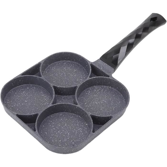 Briebe Poêle à Induction à Crêpes, 4 œufs Frits Ou Poché, Couvercle En Verre, Poêle En Aluminium Antiadhésive Granite Stone Sans PTFE Et PFOA, Convient à Toutes Les Cuisines, Avec Spatule Et