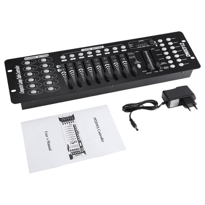 Console DMX 192 Canaux – Contrôleur Lumière De Scène Pour Concerts, Soirées, Discos Et Clubs – Adaptateur DC 12V Inclus