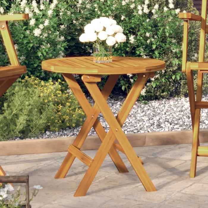 Fangming-Table de bistro Ø46x47 cm Bois dacacia massif