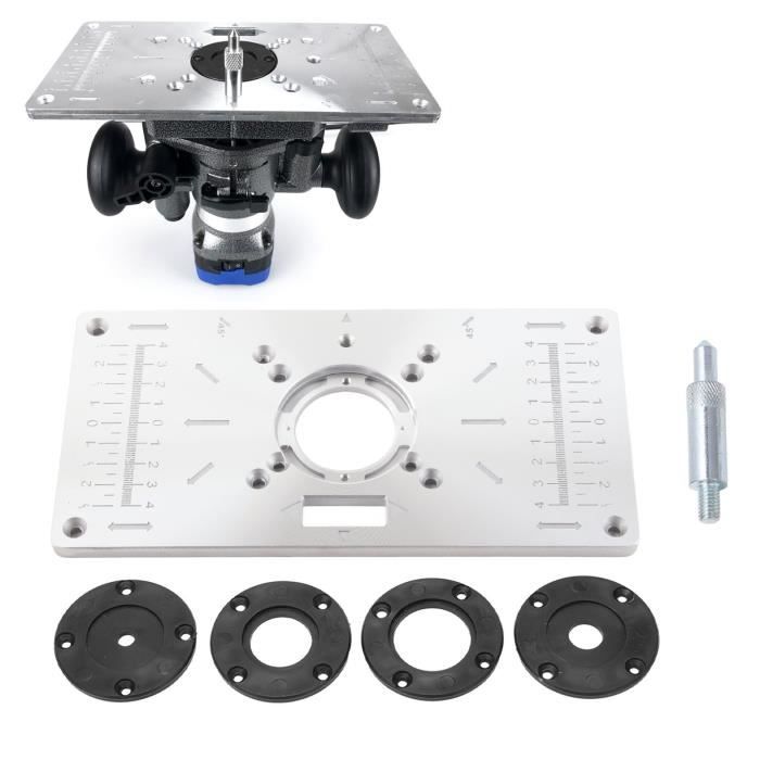 Kit Levage Routeur Pour Table - Plaque Insertion, Ascenseur 47mm, Anneaux, Pour Travail Du Bois