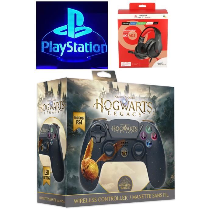 Manette PS4 Bluetooth Harry Potter Hogwarts Legacy Vivet Doré Lumineuse 3.5 JACK + Casque GAMING PS4 PS5 PLAYSTATION - vue 3
