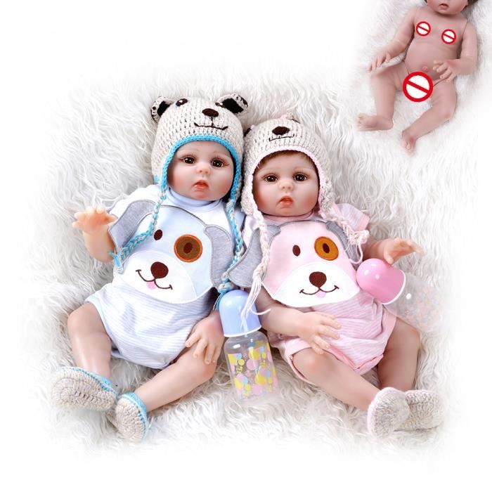 Poupee Premie Bebe De 48cm Reborn Bebe Jumeaux En Rose Et Bleu Cdiscount Jeux Jouets
