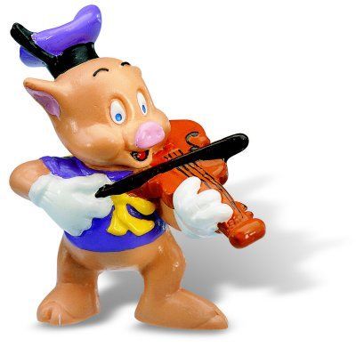 figurine walt trois petits cochons violon - bullyland - 6cm - enfant 3+ ans - multicolore