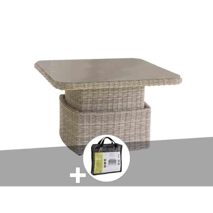 Table Salon Ajustable Moorea Beige Avec Housse De Protection