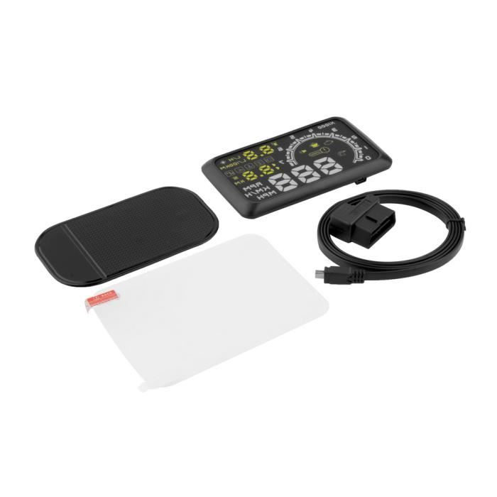W02 LED voiture HUD Head Up Display Interface OBD2 plug - Play System ...