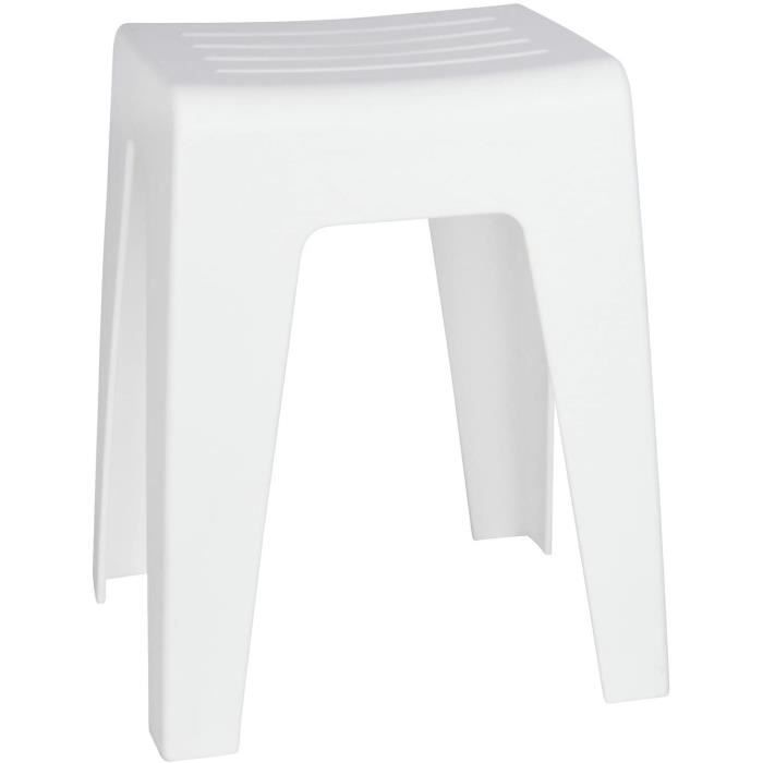 Tabouret Plastique Blanc Minimaliste Acan - 37 X 37 X 46,5 Cm Pour Salle De Bain Et Cuisine