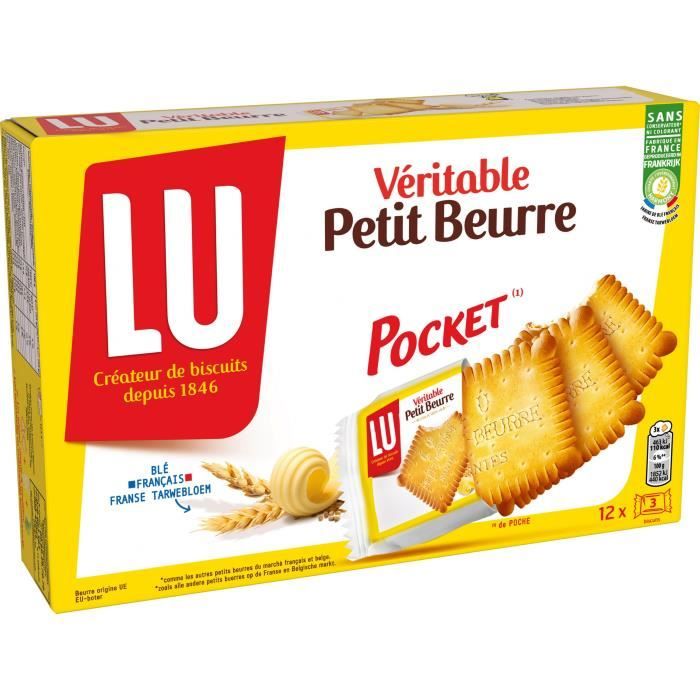 Veritable Petit Beurre De Lu - 12 sachets de 3 biscuits - Format Pocket - (300g)