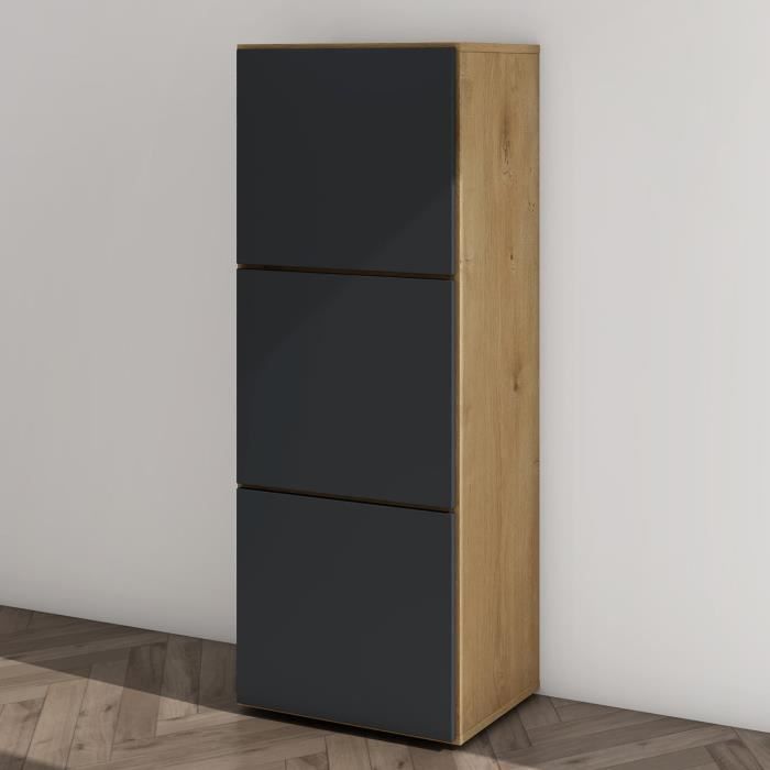 Meuble à chaussures - MAI & MAI - Armoire à Chaussures Commode - Gris - 3 étagères - Design sans poignée