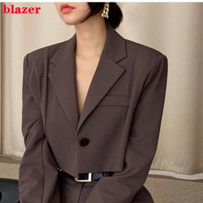 Ensemble de vetements Blazer court a manches longues et pantalon large taille haute pour femme olympiques vintage blazer A994 Blanc Cdiscount Pret a Porter