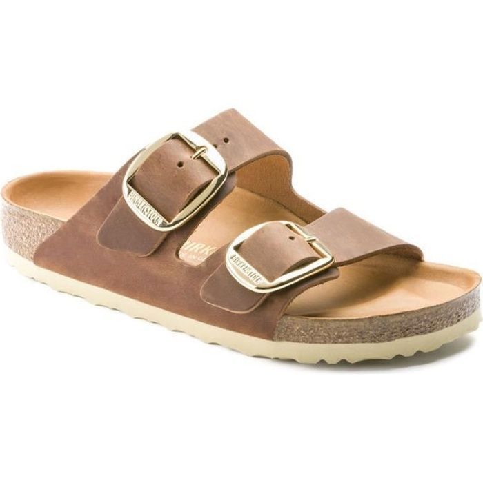 Mules Sabots Arizona Big Buckle Cognac Femme BIRKENSTOCK