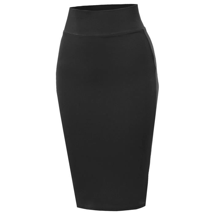 Jupe RJ6IP Base solide Ponte Longueur du genou Slit Techno Span taille haute crayon Taille-44 