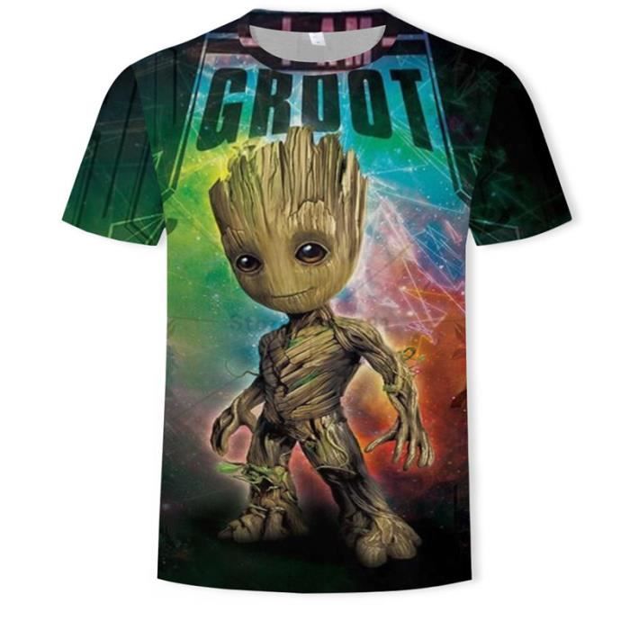 T-shirts hommes,T-shirt de super-héros Groot avec Pot de fleur, T-shirt de la galaxie imprimé en 3D pour hommes, à la mode, décontr