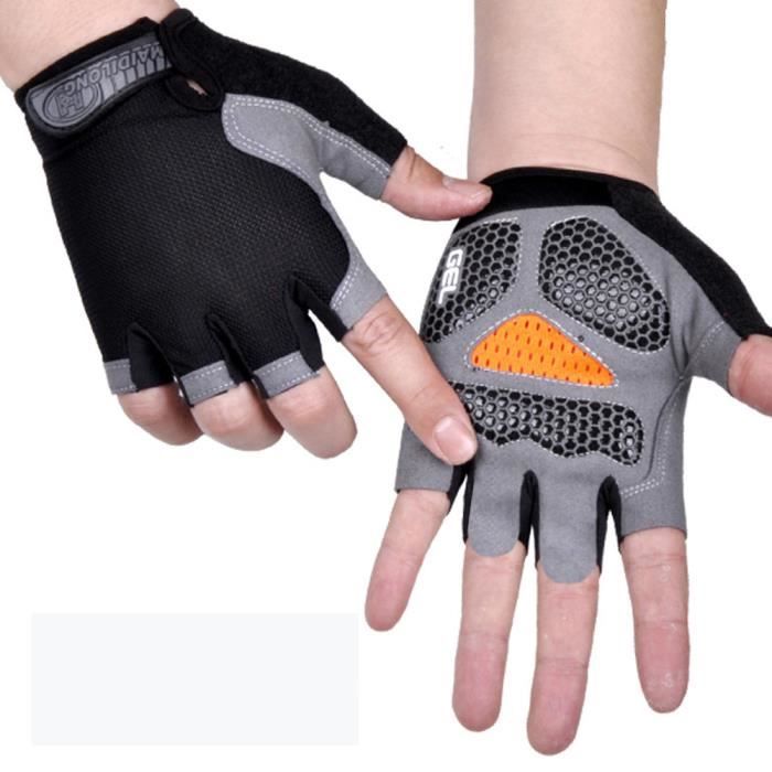 Gants Cyclisme de Vélo Eté Demi Doigt Gant Réfléchissant Gel Bicyclette FONDUPIN - Noir