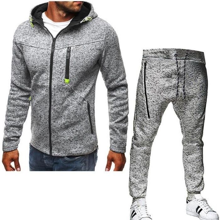 Survêtement Homme - Ensemble Veste Sweat et Pantalon de Jogging - Gris -  Fitness - Multisport - Respirant Gris - Cdiscount Prêt-à-Porter