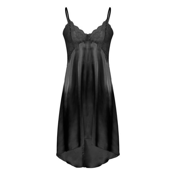 YONGHS Lingerie Sissy Homme Sexy Robe Transparente Dentelle Pyjama Satin Vetement de Nuit M 3XL Noir Noir Cdiscount Pret a Porter